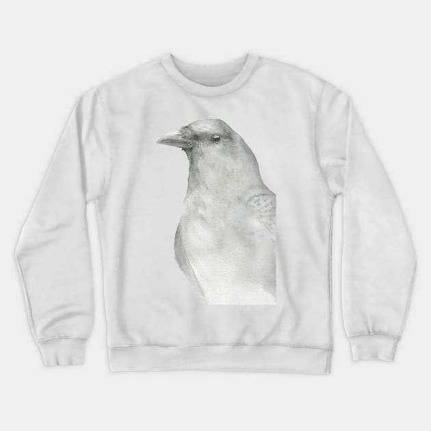 american crow watercolor portrait Crewneck Sweatshirt by Oranjade0122